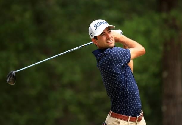 Cody Blick plays his shot from the 12th tee during the second round of the Palmetto Championship at Congaree on June 11, 2021 in Ridgeland, South...