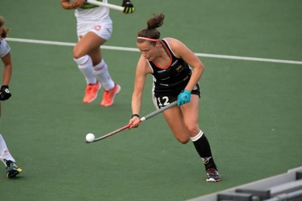Charlotte Stapenhorst of Germany during the Euro Hockey Championships match between Duitsland and Spanje at Wagener Stadion on June 11, 2021 in...