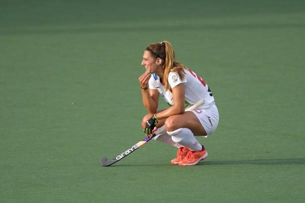 Xantal Gine Patsi of Spain disappointed during the Euro Hockey Championships match between Duitsland and Spanje at Wagener Stadion on June 11, 2021...