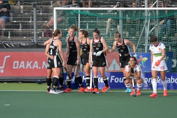 Germany celebrates goal during the Euro Hockey Championships match between Duitsland and Spanje at Wagener Stadion on June 11, 2021 in Amstelveen,...