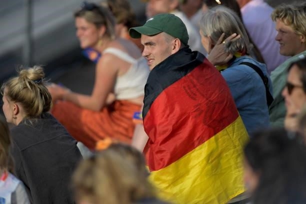 Supporters during the Euro Hockey Championships match between Duitsland and Spanje at Wagener Stadion on June 11, 2021 in Amstelveen, Netherlands