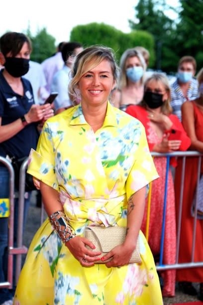 Presenter Enora Malagre poses on the red carpet during the opening ceremony of the Plurielles Festival at Cinema Majestic on June 11, 2021 in...