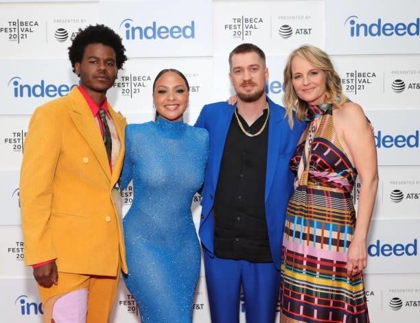 Benjamin Earl Turner, Jasmine Cephas Jones, director Rafael Casal and Helen Hunt attend 2021 Tribeca Festival Premiere of "Blindspotting