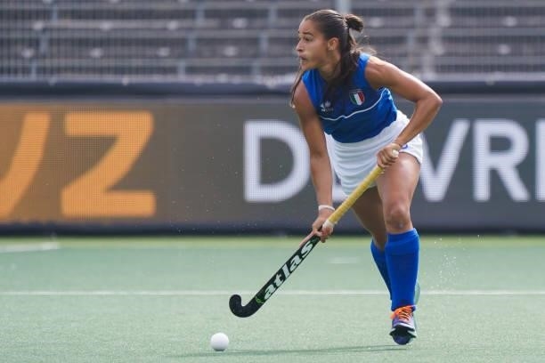 Agueda Moroni of Italy during the Euro Hockey Championships match between Scotland and Italy at Wagener Stadion on June 11, 2021 in Amstelveen,...