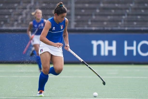 Federica Carta of Italy during the Euro Hockey Championships match between Scotland and Italy at Wagener Stadion on June 11, 2021 in Amstelveen,...
