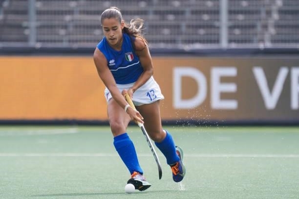Agueda Moroni of Italy during the Euro Hockey Championships match between Scotland and Italy at Wagener Stadion on June 11, 2021 in Amstelveen,...
