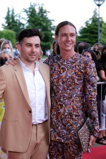 Co-General Director Quentin Delcourt and actor Romain Brau Ppose on the red carpet during the opening ceremony of the Plurielles Festival at Cinema...