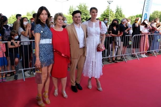 Anissa Bonnefont, Laurence Meunier, Quentin Delcourt and Gaia Weiss pose on the red carpet during the opening ceremony of the Plurielles Festival at...