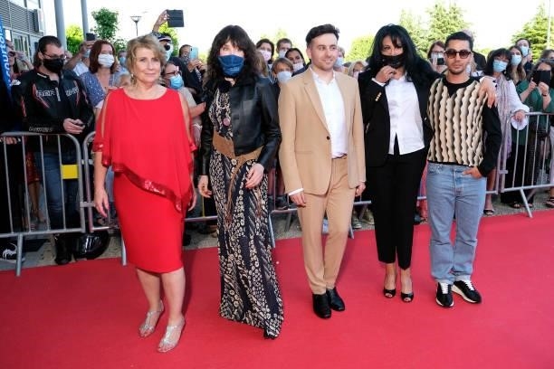 Laurence Maunier, Isabelle Adjani, Quentin Delcourt, Yamina Benguigui and Djanis Bouzyani attend the opening ceremony of the Plurielles Festival at...