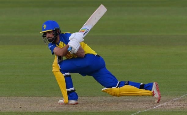 Durham batsman Ned Eckersley in batting action during the Vitality T20 Blast match between Durham Cricket and Yorkshire Vikings at Emirates Riverside...