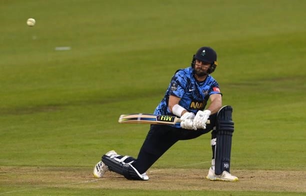 Yorkshire batsman Will Fraine in batting action during the Vitality T20 Blast match between Durham Cricket and Yorkshire Vikings at Emirates...