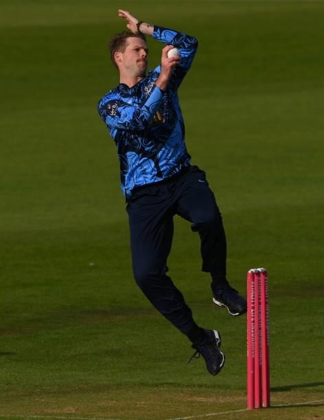 Yorkshire bowler Lockie Ferguson in bowling action during the Vitality T20 Blast match between Durham Cricket and Yorkshire Vikings at Emirates...