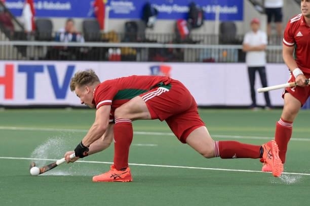 Lewis Prosser of Wales during the Euro Hockey Championships Men match between Wales and Russia at Wagener Stadion on June 11, 2021 in Amstelveen,...