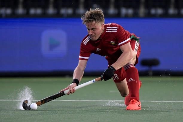 Gareth Furlong of Wales during the Euro Hockey Championships Men match between Wales and Russia at Wagener Stadion on June 11, 2021 in Amstelveen,...
