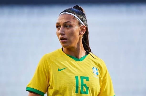Beatriz Joao of Brazil looks on during the Women's International friendly match between Brazil and Russia at Estadio Cartagonova on June 11, 2021 in...