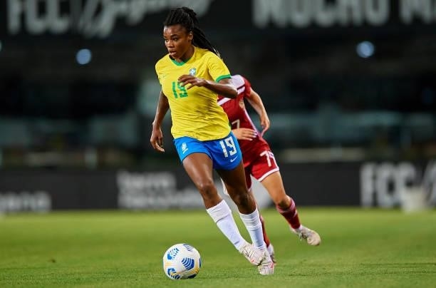 Ludmila Silva of Brazil in action during the Women's International friendly match between Brazil and Russia at Estadio Cartagonova on June 11, 2021...