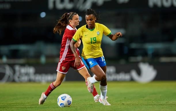 Ludmila Silva of Brazil in action during the Women's International friendly match between Brazil and Russia at Estadio Cartagonova on June 11, 2021...