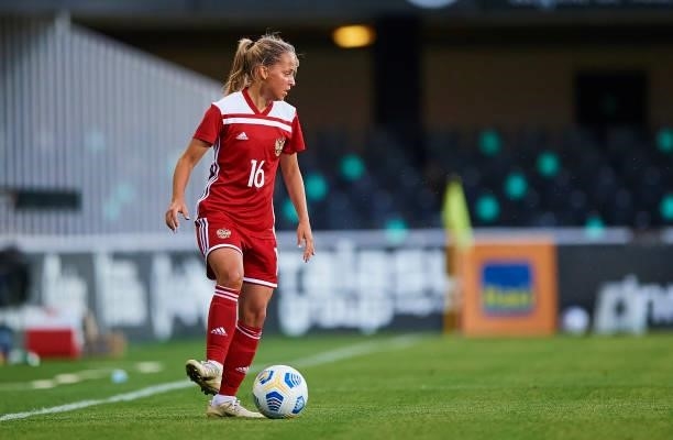 Yana Sheina of Russia in action during the Women's International friendly match between Brazil and Russia at Estadio Cartagonova on June 11, 2021 in...