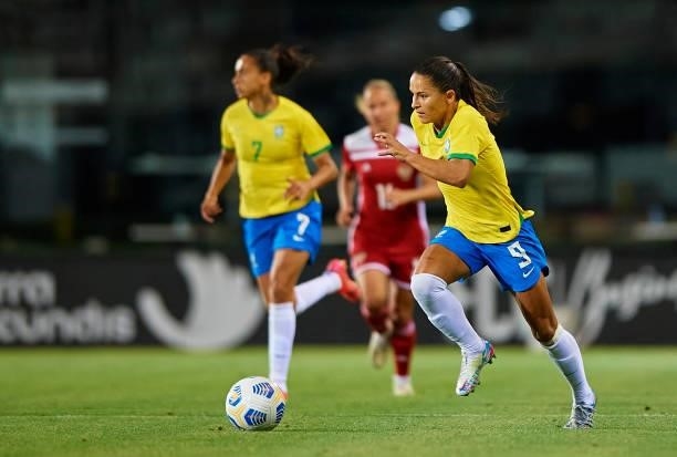 Debora Oliveira of Brazil in action during the Women's International friendly match between Brazil and Russia at Estadio Cartagonova on June 11, 2021...