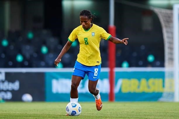 Miraildes Mota of Brazil in action during the Women's International friendly match between Brazil and Russia at Estadio Cartagonova on June 11, 2021...