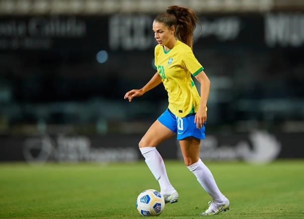 Giovana Costa of Brazil in action during the Women's International friendly match between Brazil and Russia at Estadio Cartagonova on June 11, 2021...