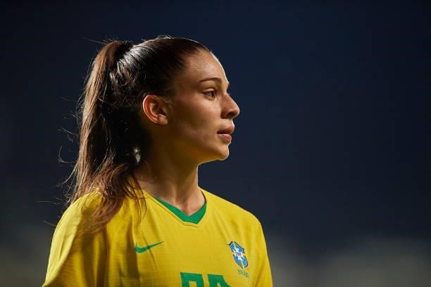 Giovana Costa of Brazil looks on during the Women's International friendly match between Brazil and Russia at Estadio Cartagonova on June 11, 2021 in...
