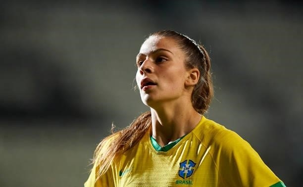 Giovana Costa of Brazil looks on during the Women's International friendly match between Brazil and Russia at Estadio Cartagonova on June 11, 2021 in...