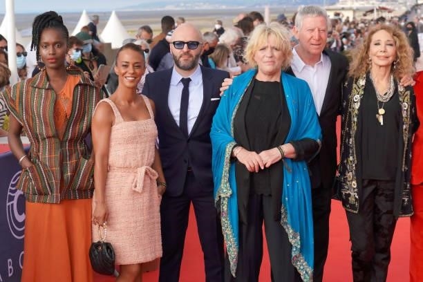 Fatou N'Diaye, Alice Belaïdi, David Gauquié, Raphaelle Despelechin, Regis Wargnier, and Marisa Berenson attend the 35th Cabourg Film Festival - Day...