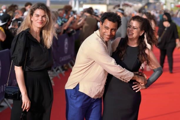 Guest, Lyes Salem, and Kamir Aïnouz attend the 35th Cabourg Film Festival - Day Three on June 11, 2021 in Cabourg, France.