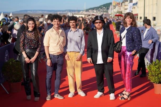 Inas Chanti, Noé Debré, guest, Thomas Blumenthal and Manon Kneusé attend the 35th Cabourg Film Festival - Day Three on June 11, 2021 in Cabourg,...