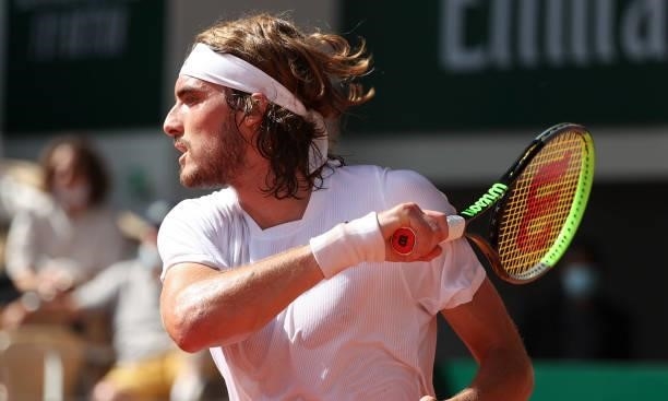Stefanos Tsitsipas of Greece during day 13 of the French Open 2021, Roland-Garros 2021, Grand Slam tennis tournament at Roland Garros stadium on June...