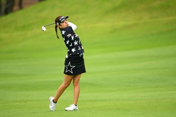 Maria Shinohara of Japan hits her third shot on the 17th hole during the third round of the Ai Miyazato Suntory Ladies Open at Rokko Kokusai Golf...