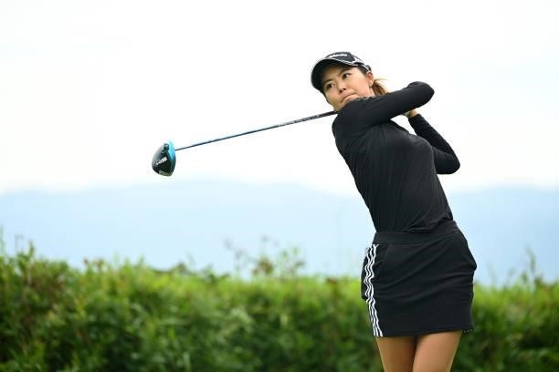 Ayaka Matsumori of Japan hits her tee shot on the 13th hole during the third round of the Ai Miyazato Suntory Ladies Open at Rokko Kokusai Golf Club...