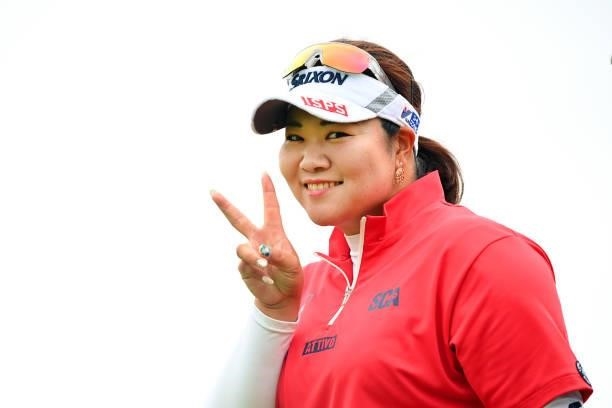Miki Sakai of Japan poses on the 13th hole during the third round of the Ai Miyazato Suntory Ladies Open at Rokko Kokusai Golf Club on June 12, 2021...