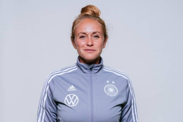 Sport psychologist Lorea Urquiaga poses during the U17 Germany Girls team presentation on June 11, 2021 in Ostfildern, Germany.