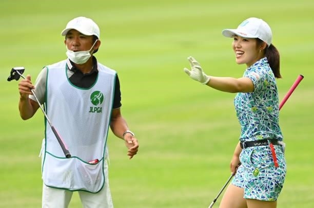 Ayaka Furue of Japan is seen on the 17th hole during the third round of the Ai Miyazato Suntory Ladies Open at Rokko Kokusai Golf Club on June 12,...