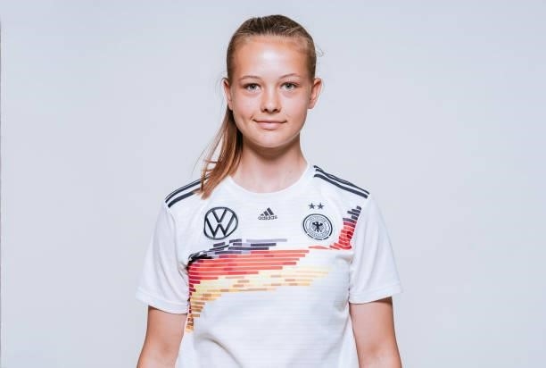 Sara Schaller during the U17 Germany Girls team presentation on June 11, 2021 in Ostfildern, Germany.