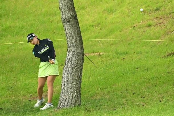 Sakura Koiwai of Japan hits her second shot on the 15th hole during the third round of the Ai Miyazato Suntory Ladies Open at Rokko Kokusai Golf Club...