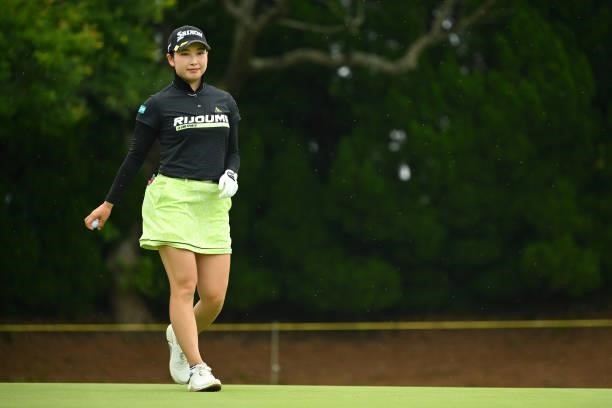 Sakura Koiwai of Japan is seen on the 15th green during the third round of the Ai Miyazato Suntory Ladies Open at Rokko Kokusai Golf Club on June 12,...