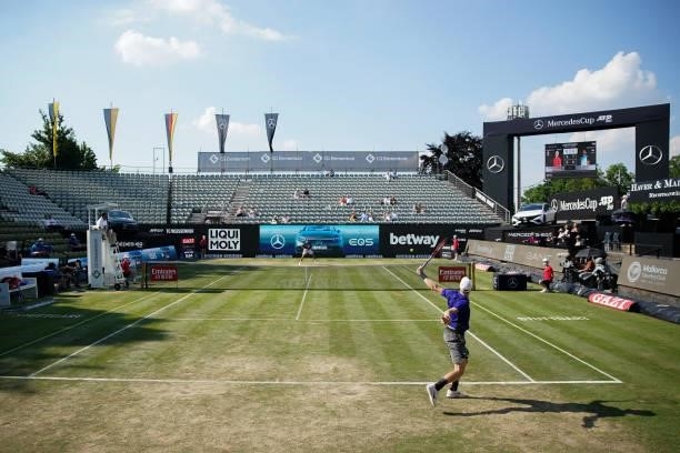 General view inside the stadium as Denis Shapovalov is seen in action during his match against Marin Cilic of Croatia during day 5 of the MercedesCup...