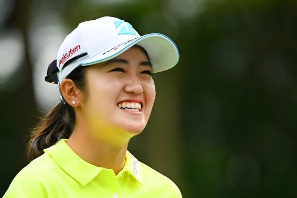 Mone Inami of Japan smiles on the 18th tee during the third round of the Ai Miyazato Suntory Ladies Open at Rokko Kokusai Golf Club on June 12, 2021...