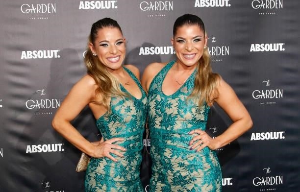 Choreographers Ava Minett and Loretta Minett of the DoubleTime Twins attend the one year anniversary party at The Garden Las Vegas on June 11, 2021...