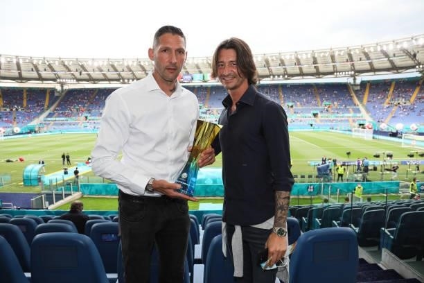 Marco Materazzi and Francesco Oppini receive Heineken Cup UEFA Ambassadors during the UEFA Euro 2020 Championship Group A match between Turkey and...