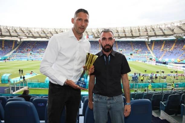 Marco Materazzi and Lazzaro Fantasia receive Heineken Cup UEFA Ambassadors during the UEFA Euro 2020 Championship Group A match between Turkey and...