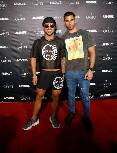 Musician Joey Diamond and model Pablo Hernandez attend the one year anniversary party at The Garden Las Vegas on June 11, 2021 in Las Vegas, Nevada.