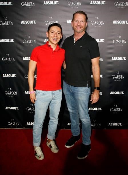 Octavio Gomez and The Gay & Lesbian Chamber of Commerce Nevada President Tim Haughinberry attend the one year anniversary party at The Garden Las...