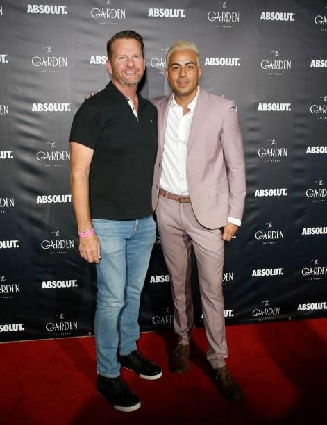 The Gay & Lesbian Chamber of Commerce Nevada President Tim Haughinberry and The Garden Las Vegas co-owner Eduardo Cordova attend the one year...