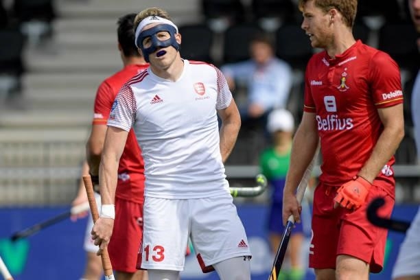 Sam Ward of England during the Euro Hockey Championships Men match between England and Belgium at Wagener Stadion on June 12, 2021 in Amstelveen,...