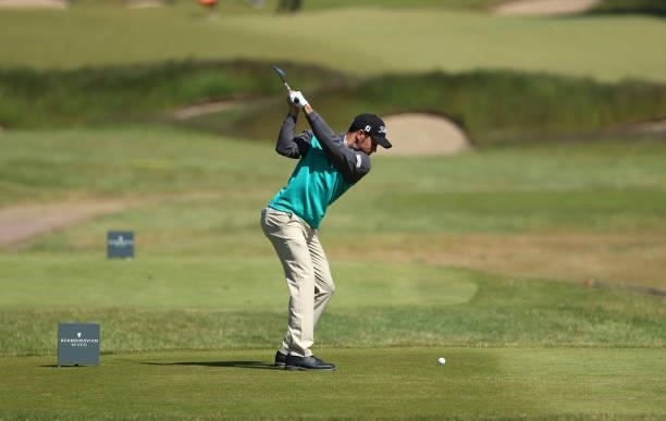 Rhys Enoch of Wales tees off on the seventh hole during the third round of the Scandinavian Mixed Hosted by Henrik and Annika at Vallda Golf &...