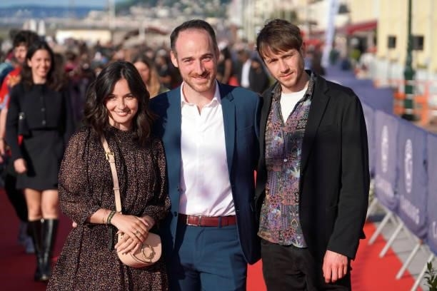 Tiphaine Haas, Ted Hardy-Carnac and Bastien Bouillon attend the 35th Cabourg Film Festival - Day Three on June 11, 2021 in Cabourg, France.